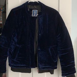 Blue Velvet Bomber Jacket